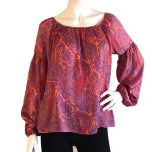 Kenar Paisley Print Peasant Style Blouse, Small